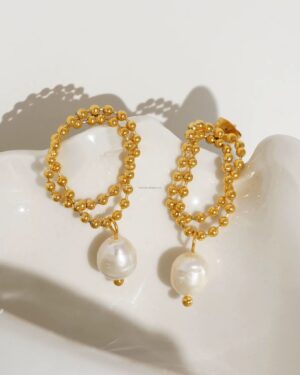 Golden Bloom Pearl Earrings
