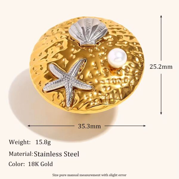 Medallion Brooch Set - Earrings, Ring - Image 6