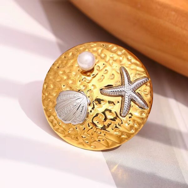 Medallion Brooch Set - Earrings, Ring - Image 2