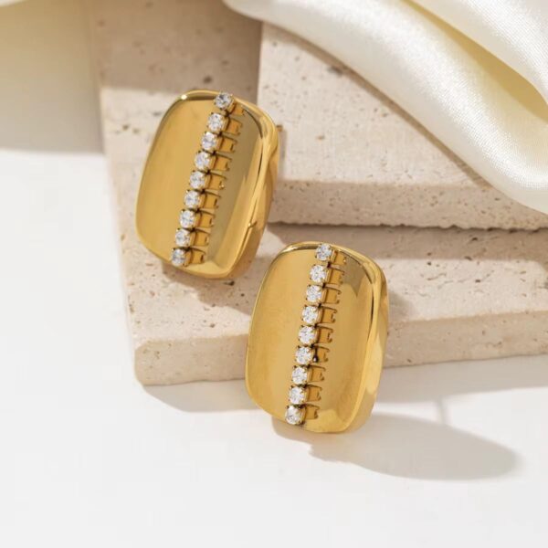Golden Line Statement Earrings - Image 2