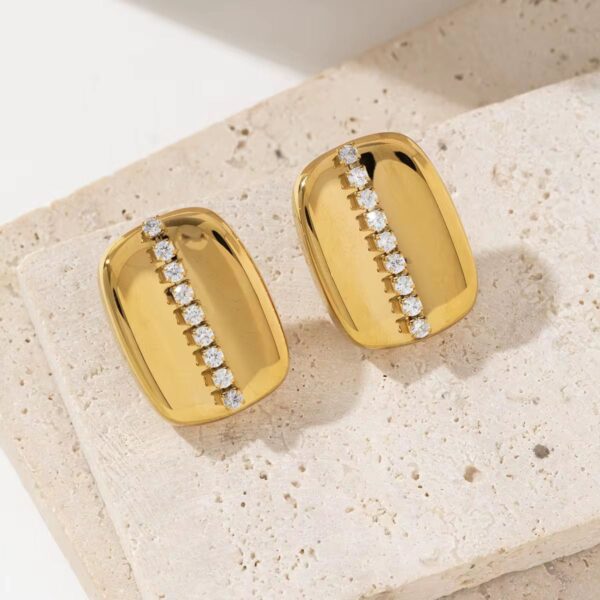 Golden Line Statement Earrings - Image 3