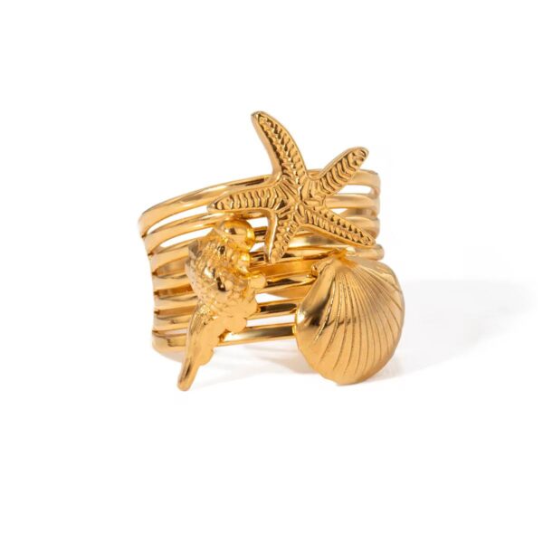 Starfish conch shell open ring