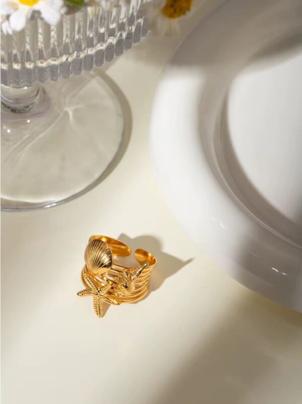 Starfish conch shell open ring - Image 2