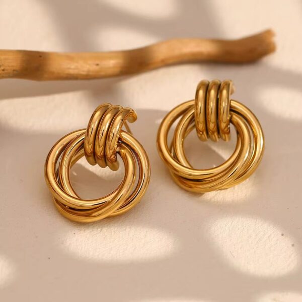 Golden Loop Drop Earrings - Image 5