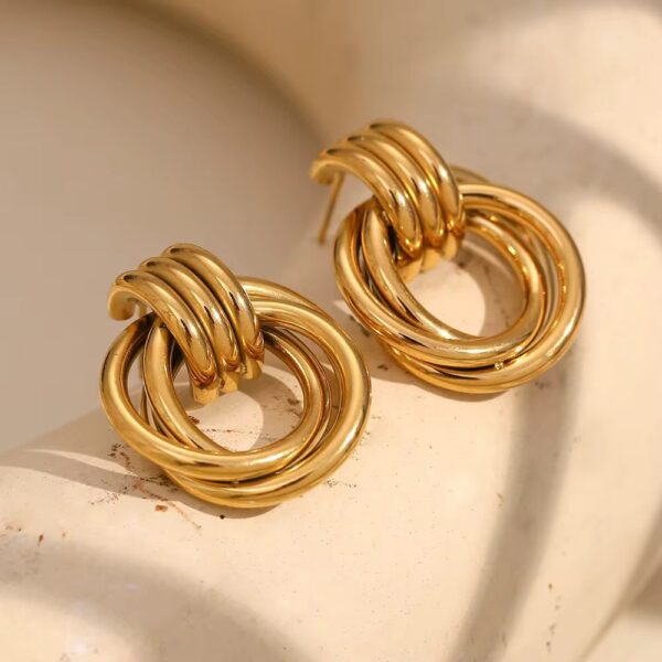 Golden Loop Drop Earrings - Image 4
