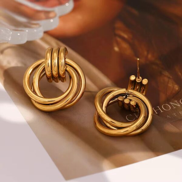 Golden Loop Drop Earrings - Image 3