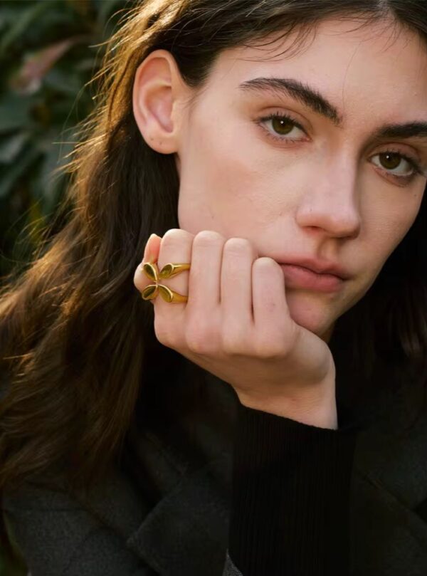 Golden Petal Open Ring - Image 2