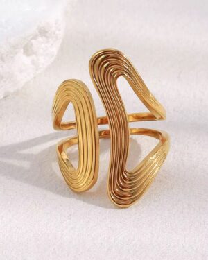 Golden Wave Open Ring