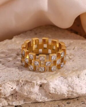 Luxe Grid CZ Ring